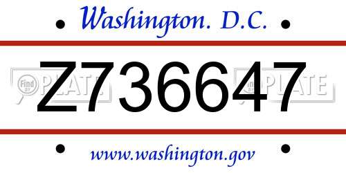 Z736647 District Of Columbia License Plate