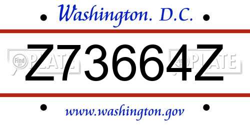 Z73664Z District Of Columbia License Plate