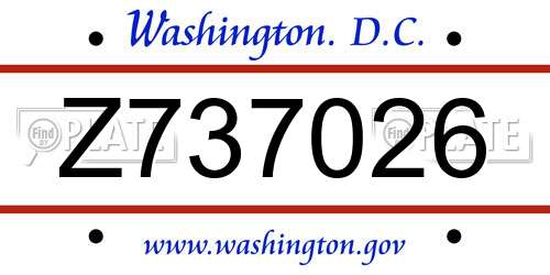 Z737026 District Of Columbia License Plate