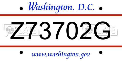 Z73702G District Of Columbia License Plate