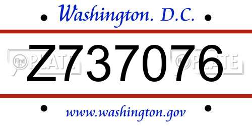 Z737076 District Of Columbia License Plate
