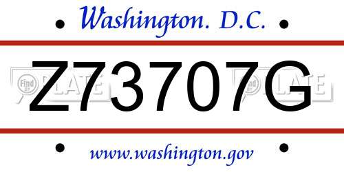 Z73707G District Of Columbia License Plate