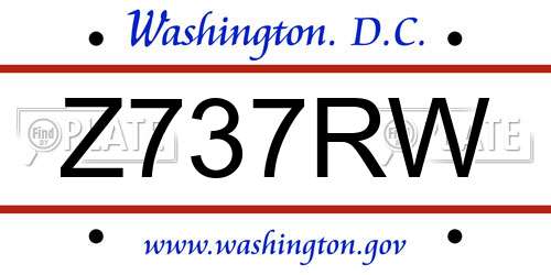 Z737RW District Of Columbia License Plate
