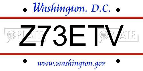 Z73ETV District Of Columbia License Plate