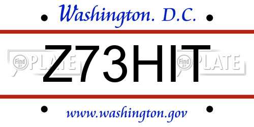 Z73HIT District Of Columbia License Plate