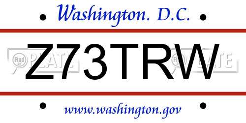 Z73TRW District Of Columbia License Plate