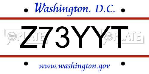 Z73YYT District Of Columbia License Plate