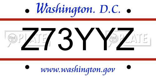 Z73YYZ District Of Columbia License Plate