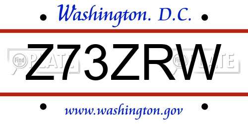 Z73ZRW District Of Columbia License Plate