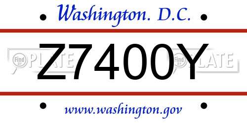 Z7400Y District Of Columbia License Plate