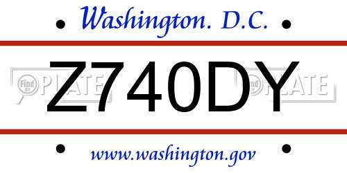 Z740DY District Of Columbia License Plate
