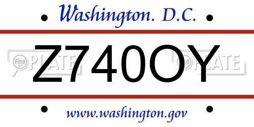 Z740OY District Of Columbia License Plate
