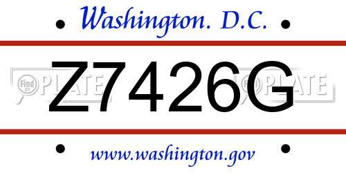 Z7426G District Of Columbia License Plate