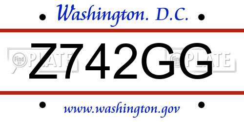 Z742GG District Of Columbia License Plate