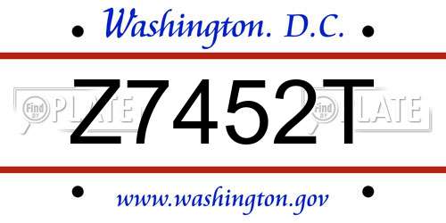 Z7452T District Of Columbia License Plate