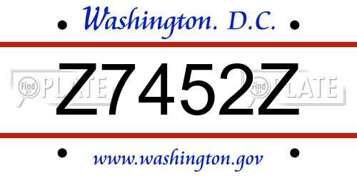 Z7452Z District Of Columbia License Plate