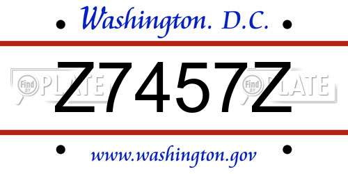 Z7457Z District Of Columbia License Plate