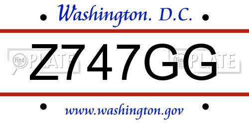 Z747GG District Of Columbia License Plate