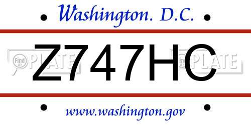 Z747HC District Of Columbia License Plate
