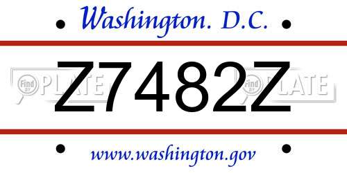 Z7482Z District Of Columbia License Plate