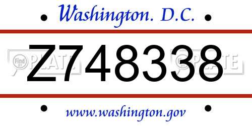 Z748338 District Of Columbia License Plate