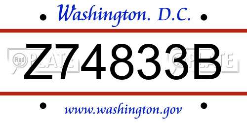 Z74833B District Of Columbia License Plate