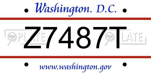 Z7487T District Of Columbia License Plate