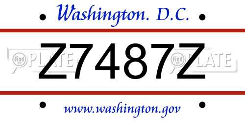 Z7487Z District Of Columbia License Plate