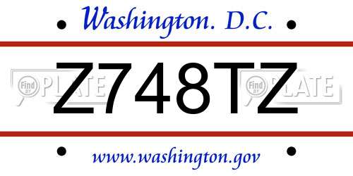 Z748TZ District Of Columbia License Plate