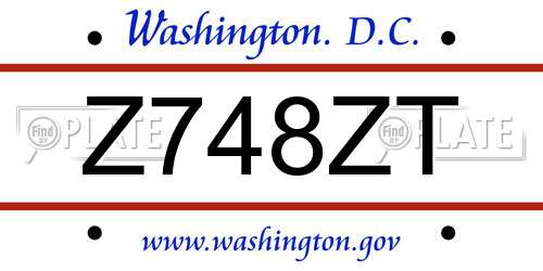 Z748ZT District Of Columbia License Plate