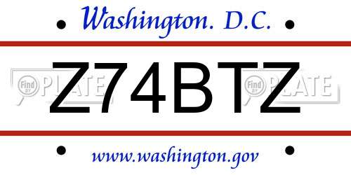 Z74BTZ District Of Columbia License Plate