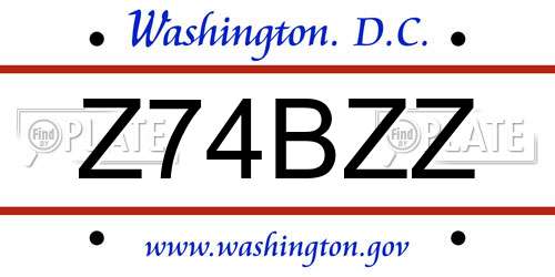 Z74BZZ District Of Columbia License Plate