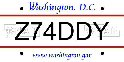Z74DDY District Of Columbia License Plate