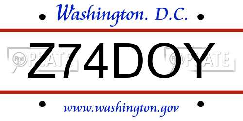 Z74DOY District Of Columbia License Plate