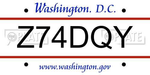 Z74DQY District Of Columbia License Plate