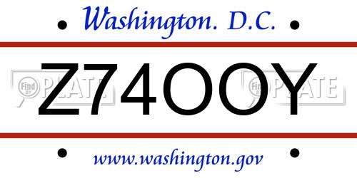Z74OOY District Of Columbia License Plate