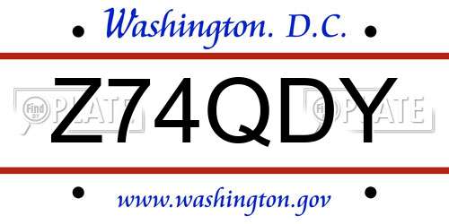 Z74QDY District Of Columbia License Plate