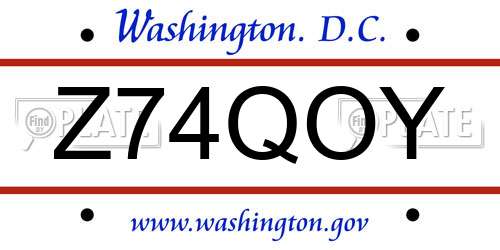 Z74QOY District Of Columbia License Plate