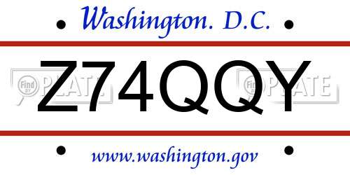 Z74QQY District Of Columbia License Plate