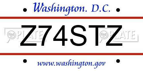 Z74STZ District Of Columbia License Plate