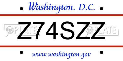 Z74SZZ District Of Columbia License Plate