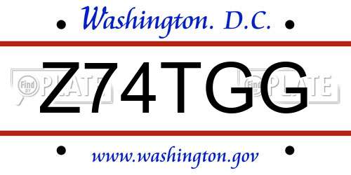 Z74TGG District Of Columbia License Plate