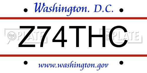 Z74THC District Of Columbia License Plate