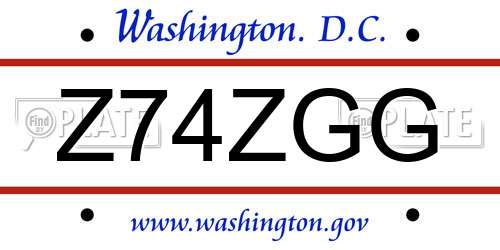 Z74ZGG District Of Columbia License Plate