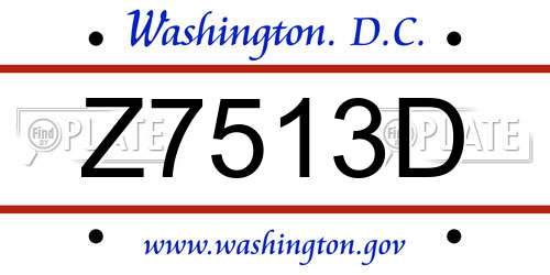 Z7513D District Of Columbia License Plate
