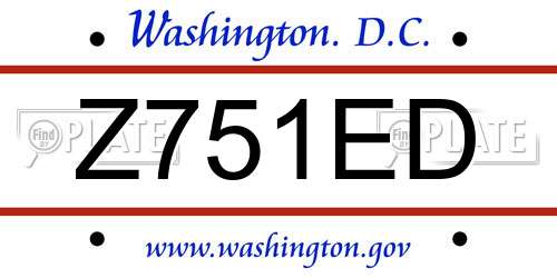 Z751ED District Of Columbia License Plate