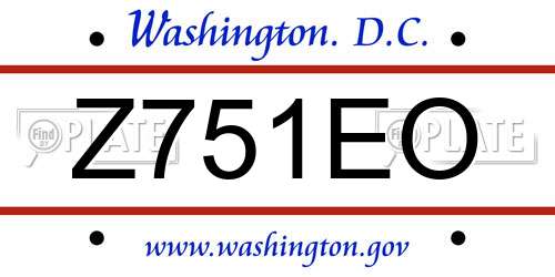 Z751EO District Of Columbia License Plate