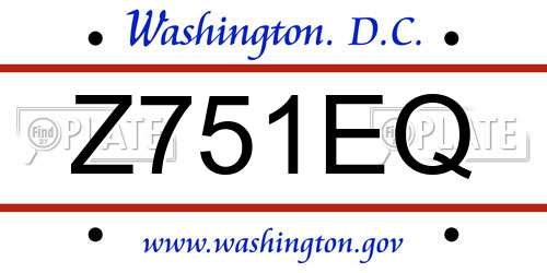 Z751EQ District Of Columbia License Plate