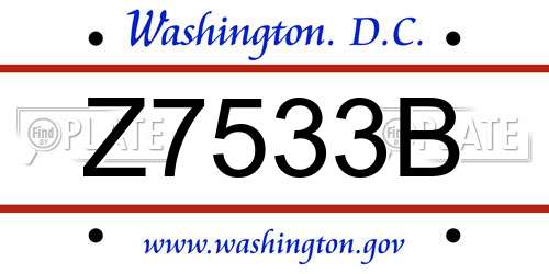Z7533B District Of Columbia License Plate