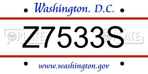 Z7533S District Of Columbia License Plate